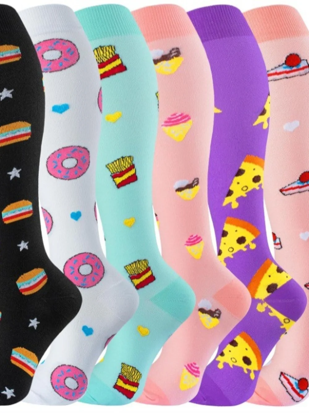 6 Pairs Women & Men Circulation-Support Knee High Socks 20-30 mmhg